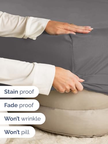 Image of Extra Deep Cal King Fitted Sheet - Single Fitted Sheet Only - Dark Grey | Easily Fits 18 inch to 24 inch Mattress, Soft, Wrinkle Free, Breathable & Comfy, Extra Deep Pockets Hotel Luxury Fitted Sheet