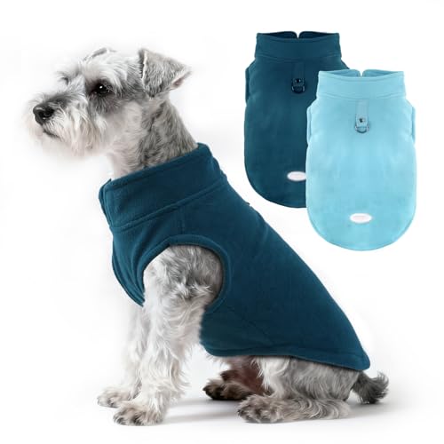 Image of 2Pack Fleece Dog Sweater Vest with Leash Ring Pullover Dog Clothes Sweaters for Small to Large Dogs with Reflective Strip Puppy Clothes Sweater Soft Lightweight Jacket for Fall /Spring /Winter