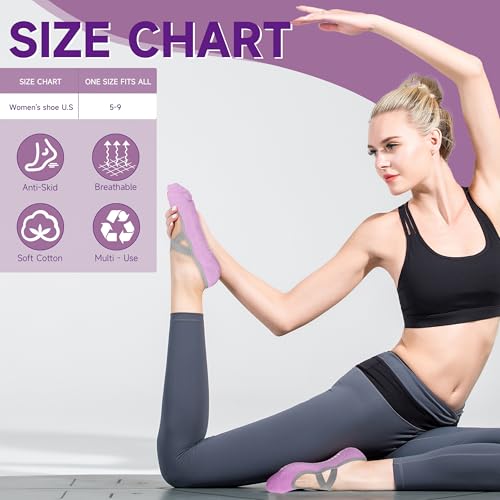 3 Pair Pilates Socks | Yoga Socks for Women Non Slip Barre | Silicon Ankle Grippy Sock for Hospital Exercise3