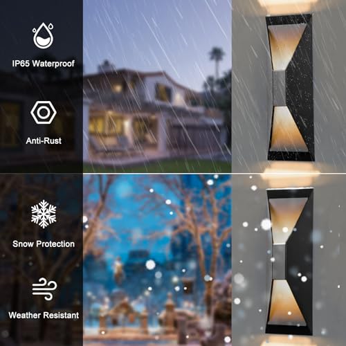 Image of Modern Outdoor Wall Light 2 Packs, LED Up Down Wall Light