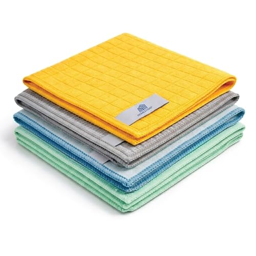 Image of HomeStrap Proclean Microfiber Cloth Set of 4 (30 * 40 Cms) | Multipurpose Cleaning Cloths for Kitchen, Glass, Furniture & Spills | Lint-Free, Highly Absorbent, Reusable Cleaning Towels