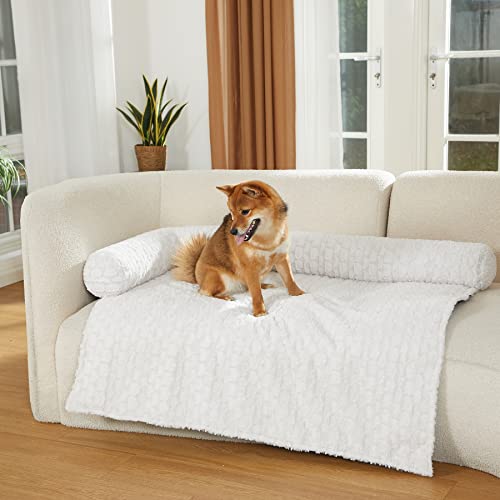 Calming Dog Bed Plush Cat Mat For Furniture, Pet Couch Protector For Medium Dogs, Dog Sofa Bed With Soft Neck Bolster, Removable Washable Cover #TOP25