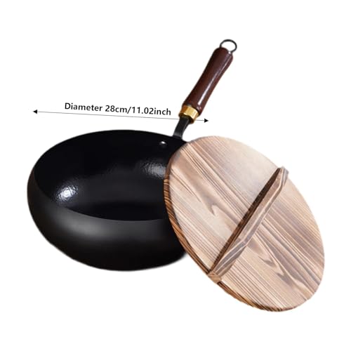Wok de hierro antiadherente 28 cm con mango de madera miniatura 3