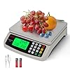 KNSWE Balanza Comercial para Alimentos 40KG Balanza Digital Grande de Cocina para Hornear y Cocinar Balanza de Peso para Carne, Pan y Precios con Partes de Acero Inoxidable y Función de Contador de
