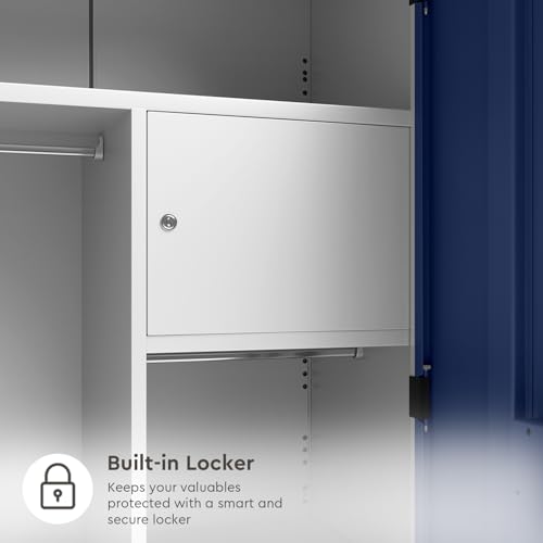 Image of Interio by Godrej Wardrobe Slimline 2 Door Steel Almirah (Digital Printed Midnight Blue and Matte Alpine White) Wardrobe for Clothes, 1 Year Warranty, Locker, 4 Shelves