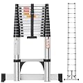 DEZEX Telescoping Ladder,16.5 FT Aluminum Multi Button Retraction Lightweight Ladder with 2 Triangle Stabilizers and Stabilizer Bar,Heavy Duty 375 lbs Max Capacity,Ideal for Home, RV, and Outdoor