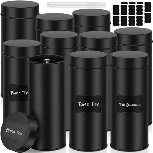 Tanlade 10 Pcs Tea Tin Canister 23oz Metal Round...