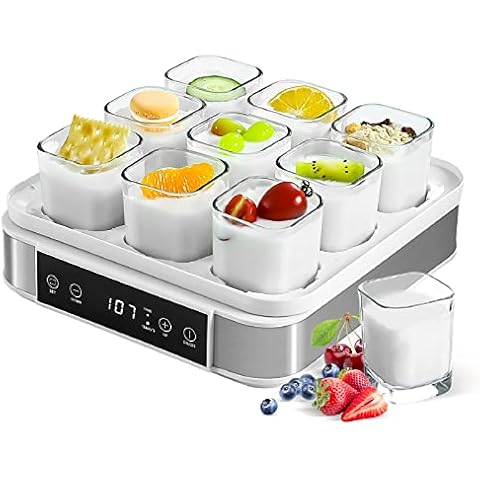 LynTorin Yogurt Maker, Automatic Digital Yogurt Maker with Adjustable Temperature & Time Control, 9pcs Glass Jars 52 Oz Stainless Steel Yoghurt Maker for Home Organic Yogurt, Cheese Maker, Natto Maker Cover