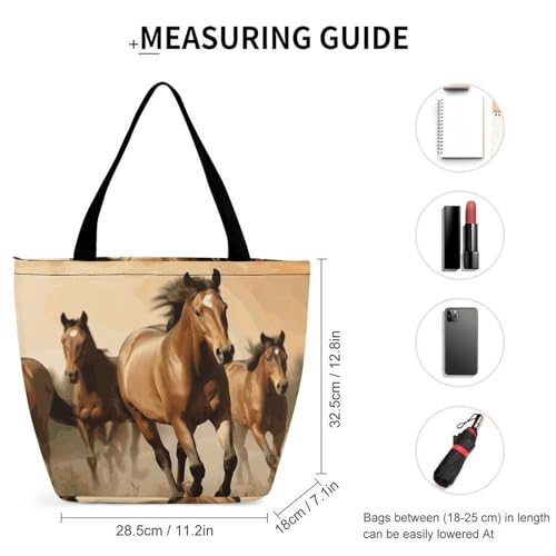 Horses Shopping Bag for Ladies Reusable Shopping Bagstote Bag Stylish Waterproof Oxford Cloth Ladies Shoulder Bag for Work Shopping2