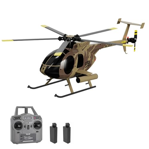 SHUAIGUO Remote Control Helicopter, 2.4G 4CH UAV 1:28 Fixed Height Single Blade Flybarless Remote Control Helicopter RTF with Optical Flow Localization 2 Battery - Camouflage