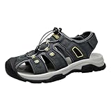MJGkhiy Sandalias Trekking Hombre De Cuero Al Aire Libre Sandalias Ortopédicas Sandalias De Seguridad Casual Antideslizante Sandalias De Punta Cerrada Zapatillas De Cuero Zapatos De Verano Oferta Al