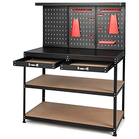 TANGZON Heavy Duty Workbench with Pegboards Cover