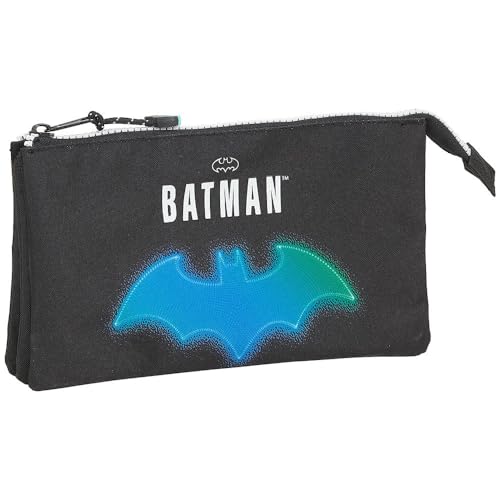 Safta Portatodo Triple de Batman Bat-Tech, 220x30x120 mm, Negro