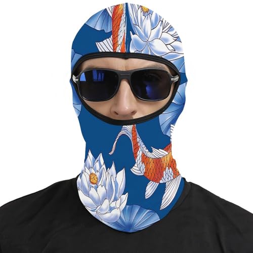 Pasamontaña para hombre y mujer con estampado de flores y peces, máscara facial para motocicleta, gorro calentador de cuello miniatura 3