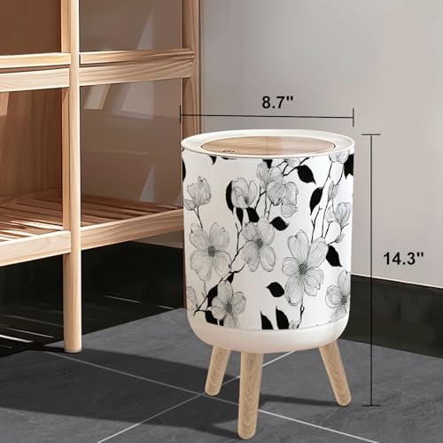Caneca de basura pequeña con tapa y patas de madera 7L miniatura 3