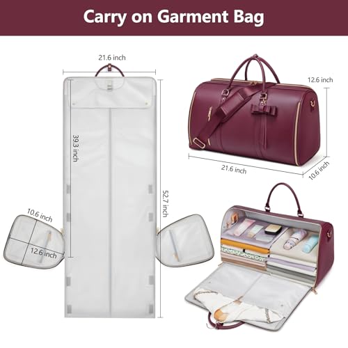 STHMEOOHT Sacs à vêtements de Voyage, Sac de Voyage Convertible pour Femme, Rouge x – vue 3