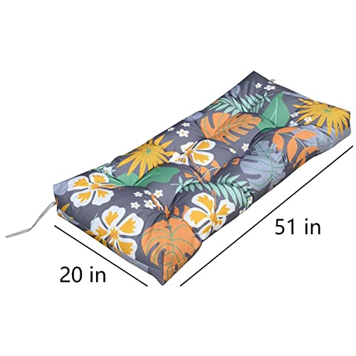 Outdoor Waterproof Bench Cushion, 51"X20", Flower Swing Cushion Patio Furniture Cushions 3 Seater, For Garden Patio Furniture Lounger Bench (Flower, 51X20 In) #TOP1