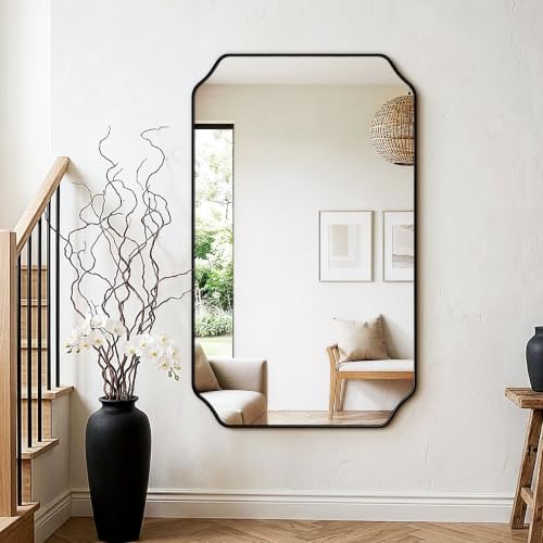 LAWADA Vanity Bathroom Mirror for Over Sink, 50"x30", Black Metal Framed by LAWADA - Used condition - Image 7