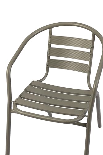 METRO Professional Silla de Jardín con Reposabrazos Narni, Aluminio, Apilable, para Exterior, Caqui - imagen 5