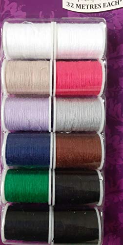 Sewing Box Assorted Coloured Threads Pack of 12