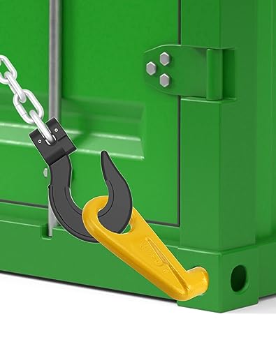 QWORK Shipping Container Lifting Hooks, 2 Pack 12.7 T Left & Right 45 Degree Alloy Steel Container Hook Lifting Lug for Shipping, Cargo, Storage, Moving, Yellow