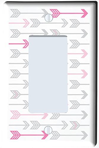 Miniatura 2 de Placa de interruptor de luz con patrón de flechas rosas y grises y cubiertas de tomacorrientesflechas bosques bosques decoración de pared para bebés