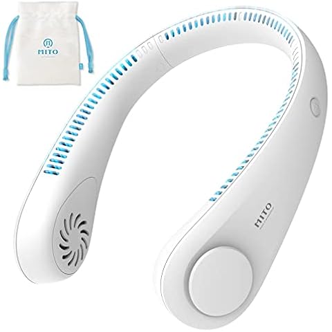 MITO Portable Hanging Neck Fan,Battery Operated Bladeless Neck Fan,Rechargeable Personal Cooling Fan,Wearable Personal Neck Fan with 3 Wind Speeds for Office Sports Traveling Unique Gift for Father Cover