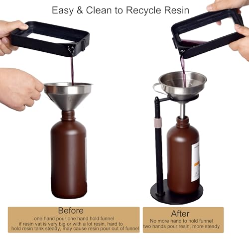 FUNGDO Funnel Stand Filter Holder,Height Adjustable ,Hand-Free for Easy Recycling 3D Printer Resin Photosensitive Resin or other Liquid like Water,Drink or Juice(Only Holder)