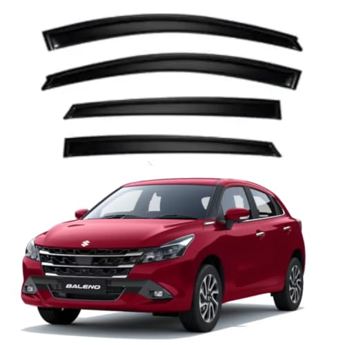 Image of Premium Smoke Car Door Visor Front+Rear Sun /Rain Guard Outside Mount Tape-On Window Visors Compatible with Suzuki Baleno (2026)