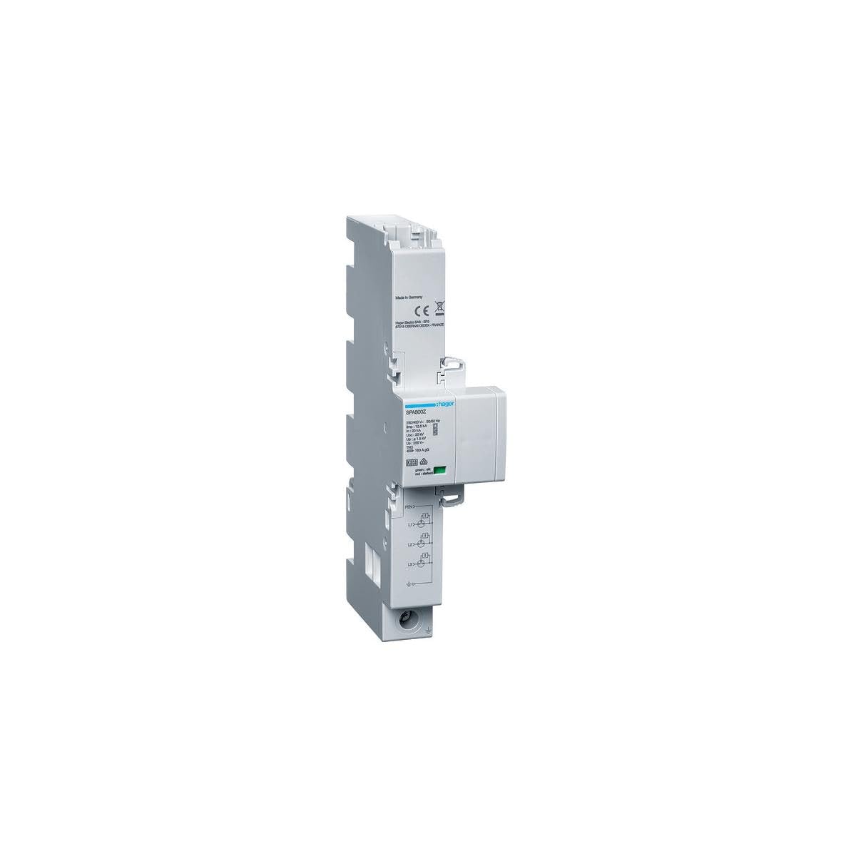 HAGER Dissipateur combiné T1 T2 T3 SPA800Z pour protéger un réseau triphasé TNC
