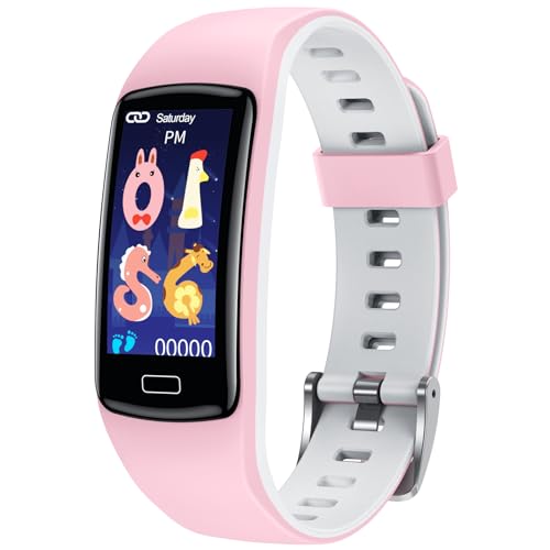 Reloj Inteligente Niña Pulsera Actividad: Smartwatch Niñas Deportivo Impermeable Monitores de Actividad con Podómetro Pulsómetros Monitor de Sueño Contador de Caloría Smart Watch para Niñas 5-15 Añ
