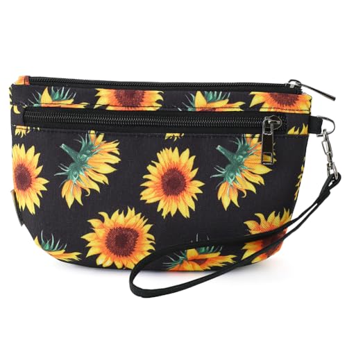 Image of Small Wristlet Wallets for Women, Zip Clutch Bag with Wristlet Pouch, 3-Zipper Original Design