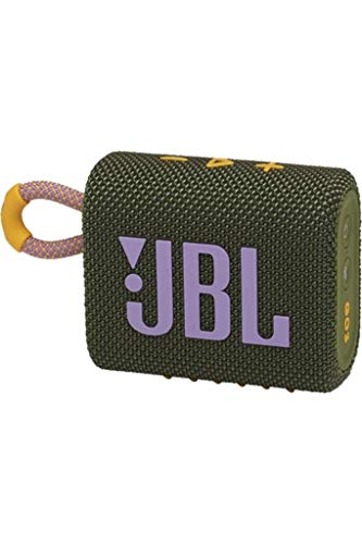 Image of JBL Go 3, Wireless Ultra Portable Bluetooth Speaker, Pro Sound, Vibrant Colors with Rugged Fabric Design, Waterproof, Type C (Without Mic, Green)