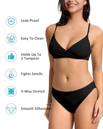 Beautikini Period Swimwear Twist V Neck Bikini Sets Two Piece Menstrual Leakproof Swimsuits Bathing Suit for Teen Girls3