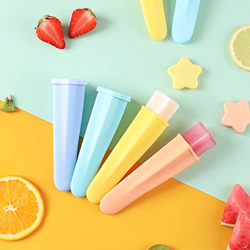 Silicone Ice Pop Molds, 8 Pcs Reusable Hand Held Silicone Ice Popsicles Makers For Kids, Multicolored Round Shaped Ice Pop Molds With Attached Lid For Diy Ice Cream Yogurt Sticks Jelly Chocolate #TOP4