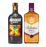 Whisky escocés Ballantines Finest baja de precio Absolut Kit Absolut Nights Smoky Piña, 700 ml + Ballantine's Licor Wild Cherry, 700ml