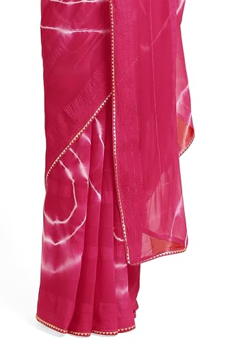 Image of MIRCHI FASHION Women Saree Shibori Print Chiffon | Elegant Festive and Functional Sari for All-Day Comfort with Matching Blouse