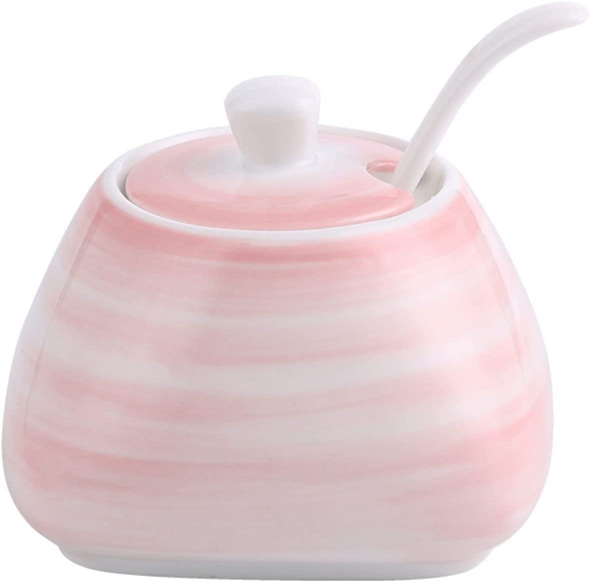 Azucarero de cerámica, jarra for crema, azucarero de cerámica colorido con tapa, azucarero de porcelana con cuchara, salero pequeño, tarro de almacenamiento, for cafetería, restaurante, azul, individu