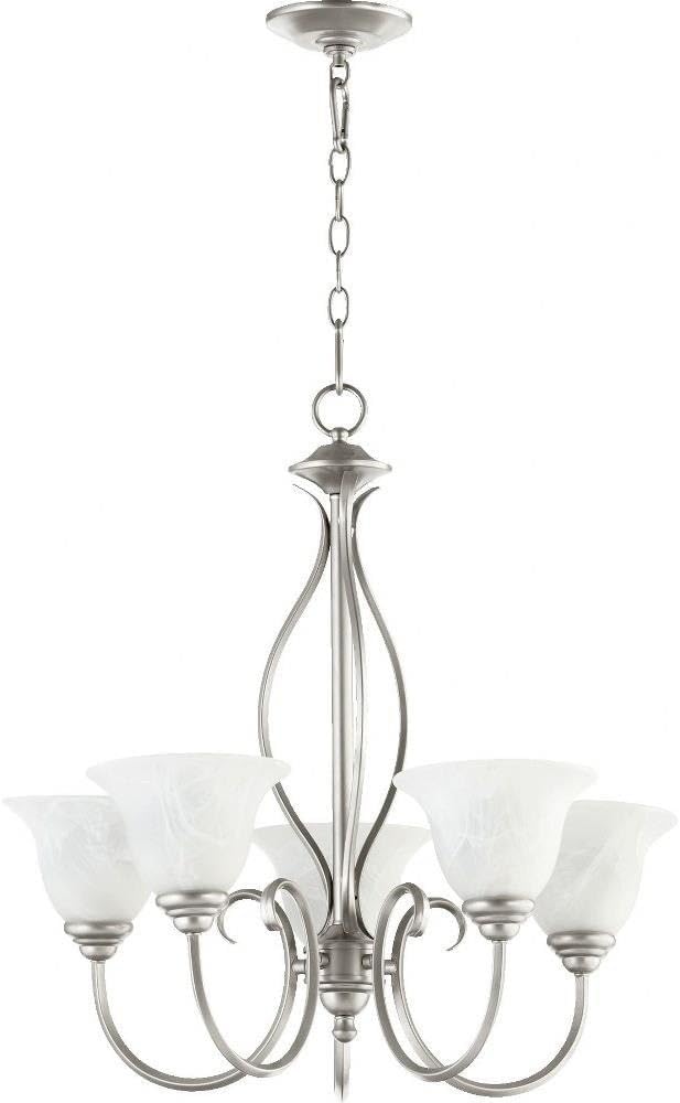 Quorum 6010-5-64 Transitional Five Light Chandelier from Spencer Collection in Pewter, Nickel, Silver Finish,