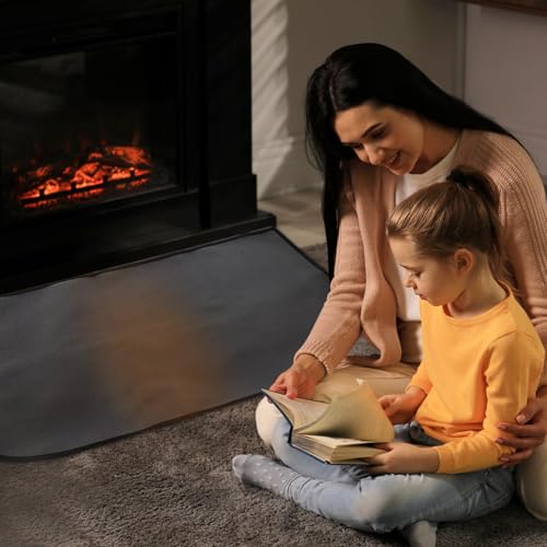 Miniatura 7 de Hojalis Alfombra Ignífuga Para Chimenea, 102 50cm Tapete Ignífugo Para Chimenea, Alfombrilla Ignífuga Para Proteger El Suelo De Chispas, Alfombra Ignífuga Multicapa, Para Estufas Leña