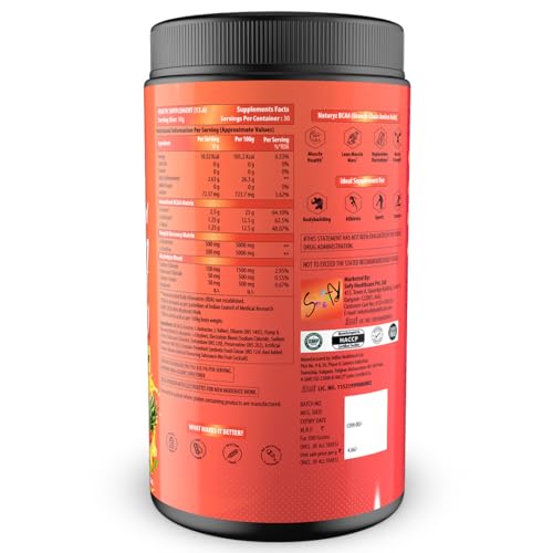 Image of NATURYZ Instantized BCAA 5000 PRO |5G Vegan BCAAs | Glutamine | Citrulline | Electrolytes | 0 Added Sugar | Powerful Intra Workout Amino for Lean Muscle Growth, Strength, Quick Re-Hydration & Instant Energy - 300g(Mix Fruit Cocktail)