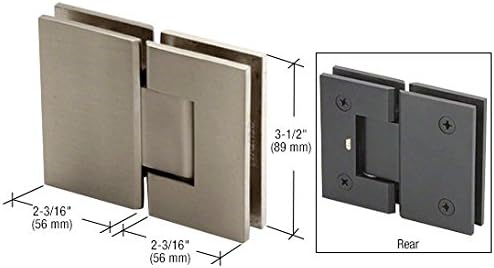 CRL Geneva 180 Series Brushed Nickel 180º Glass-to-Glass Standard Hinge