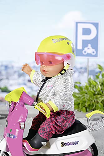 Zapf Creation 830239 BABY born City Scooterhelm 43 cm, gelber Rollerhelm für Puppen mit verstellbarem Visier – Bild 6