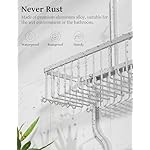 YASONIC Shower Caddy Hanging - Never Rust Shower Organizer - Aluminum Over The Head Caddy with 10 Hooks for Razor/Sponge - Rack with Soap Basket - Silver - Image 3