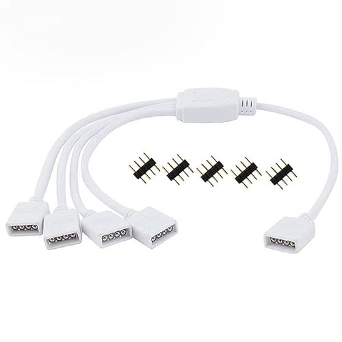 Rgbzone 4 Pins Splitter Cable Y-Splitter (Four Way) For 5050 3528 Rgb Led Light Strip With 5 Male 4 Pin Plugs #TOP1