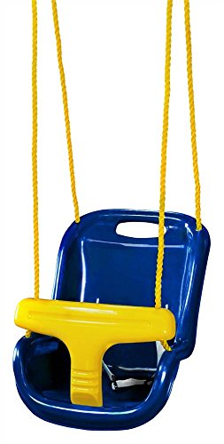 Gorilla Playsets 04-0032-B High Back Plastic Infant Swing with Yellow T bar & Rope, Blue with Yellow