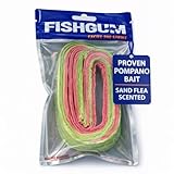 FishGum Surf Fishing Bait Strips for Saltwater Beach Fishing – Real Shrimp, Crab, Clam & Sand Flea Infused Scent – Artificial Cut Bait for Pompano, Redfish & Flounder (Chartreuse Green and Pink)