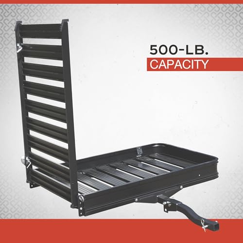 Ultra-Tow Aluminum Hitch Cargo Carrier with Ramp - 500-Lb. Capacity, Black, 60in. x 30in. x 4in. - Image 3