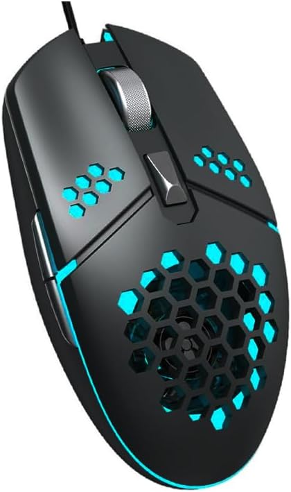 Lightweight Wired Gaming Mouse with RGB Backlight, Ergonomic Design with Anti-Skid Wheel, Suitable for Notebook, PC, Laptop, Computer (Black