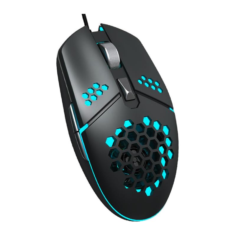 Lightweight Gaming Mouse with RGB Backlight Ergonomic Design with Anti-Skid Wheel Suitable for Notebook PC Laptop Computer Black